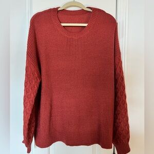 Shein Curve Long Sleeve Crewneck Sweaters, Cable Knit Tops